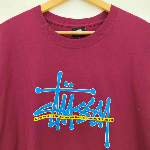 ステューシー Stussy メキシコ製 コットン ワールドツアー フロントロゴプリント クルーネックTシャツ メンズ import:M